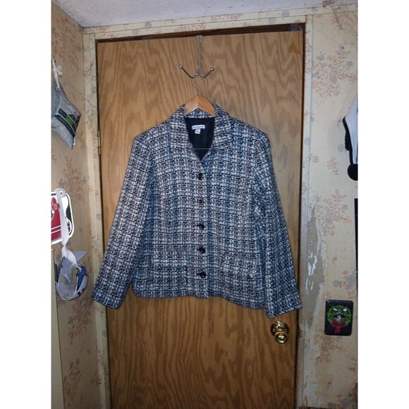 Croft & Barrow Career Jacket Womens Size XL 42×25 Static Gray Buttoned Lining - Picture 1 of 16